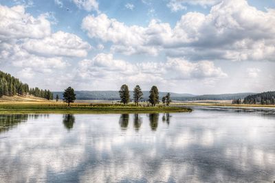 Scenic view of lake against sky