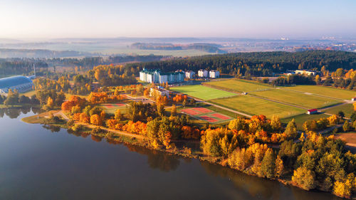 Scenic view of field against sky during autumn