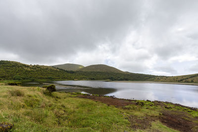 Scenic view of lake against sky