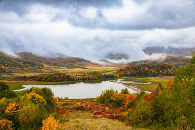 Scenic view of lake against sky