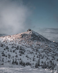 Scenic view of snowcapped mountain against sky