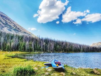 Scenic view of lake against sky