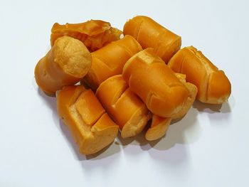 High angle view of vegetables on white background