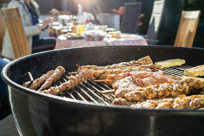 Close-up of food in cooking pan