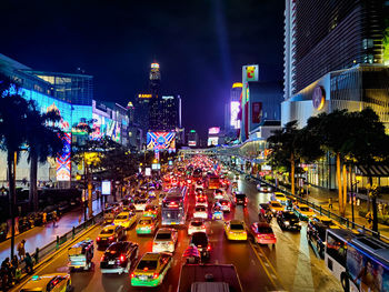 Traffic on city street at night