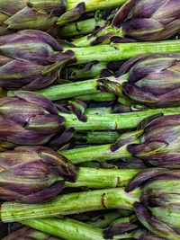 High angle view of vegetables for sale at market