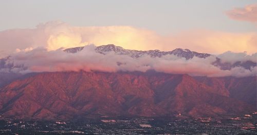 Close-up of mountain against sky during sunset