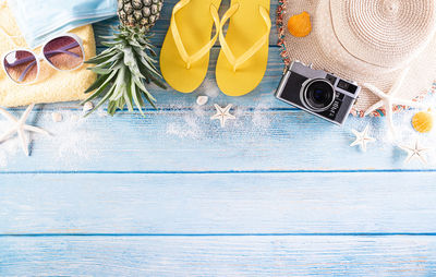 Directly above shot of sunglasses on table