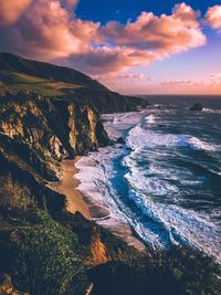 Scenic view of sea during sunset