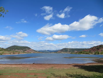 Scenic view of lake against sky