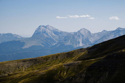 Scenic view of  mountains against sky in crognaleto, abruzzo italy