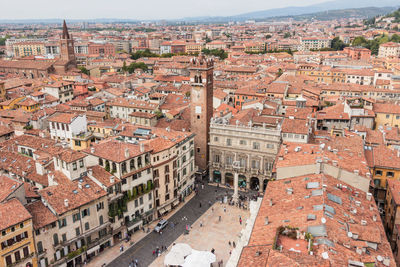 Aerial view of cityscape against sky