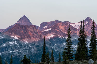 Scenic view of mountains against clear sky