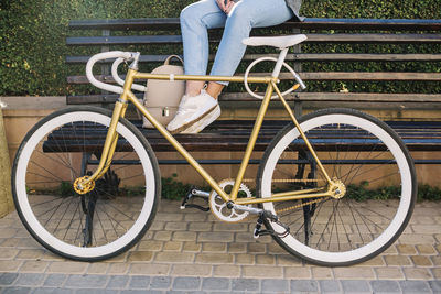 High angle view of bicycle on street