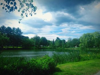 Scenic view of lake against sky