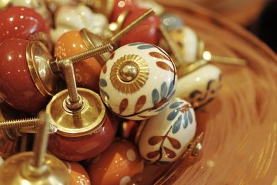 Close-up high angle view of objects on table