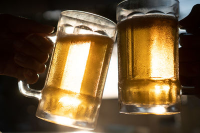 Close-up of beer glass
