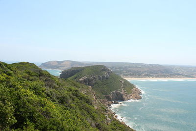 Scenic view of sea against clear sky