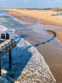 High angle view of pier at beach