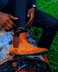 Low section of man working