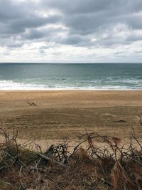 Scenic view of beach against sky