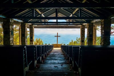 Interior of open church in the mountains