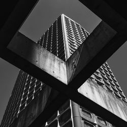 Low angle view of modern building against clear sky