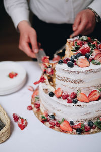 Midsection of cake on table