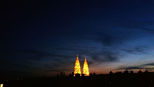 City lit up at night