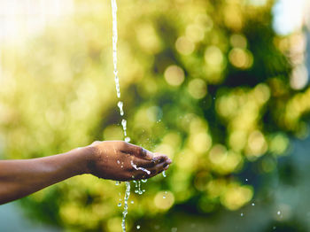 Cropped hand of woman holding water
