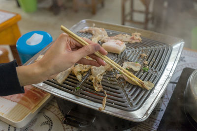 High angle view of food on table