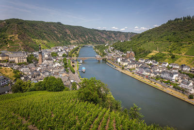 View on the german city of cochem with  the river moselle in the state of rheinland-pfalz