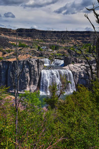 Scenic view of waterfall