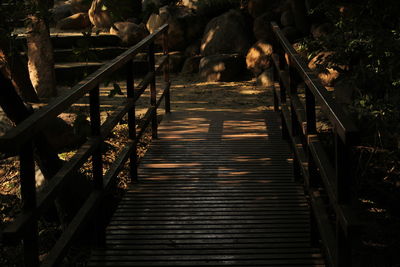 High angle view of staircase in forest
