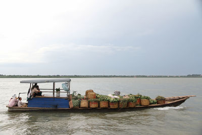 Scenic view of boat on river