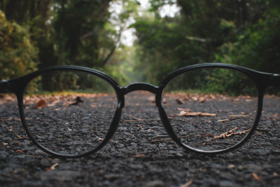 Close-up of eyeglasses on sunglasses