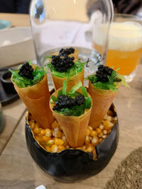 Black caviar appetizer