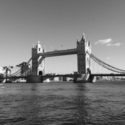 Low angle view of tower bridge over thames river