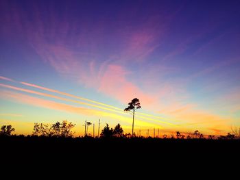 Silhouette landscape against sky during sunset