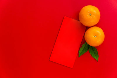 High angle view of orange fruits