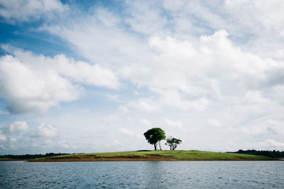 Scenic view of lake against sky