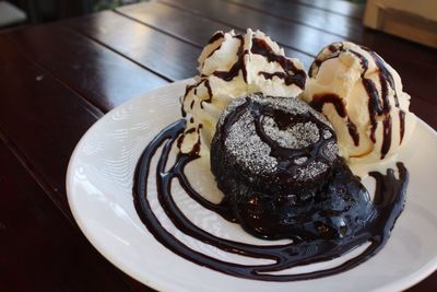 Close-up of ice cream in plate