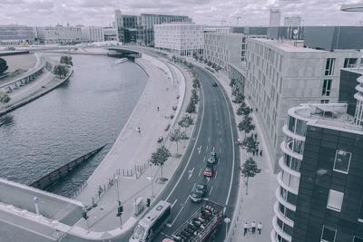High angle view of bridge over river