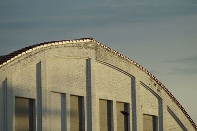 Low angle view of building on sunset against sky