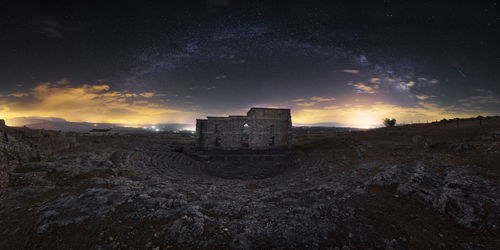 Old ruin building against sky during sunset