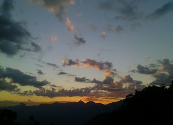 Scenic view of mountains against cloudy sky