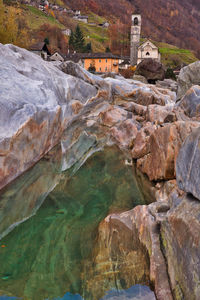 Rock formations at riverbank