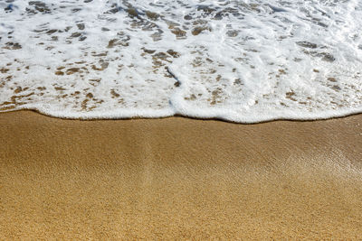 High angle view of sand on beach