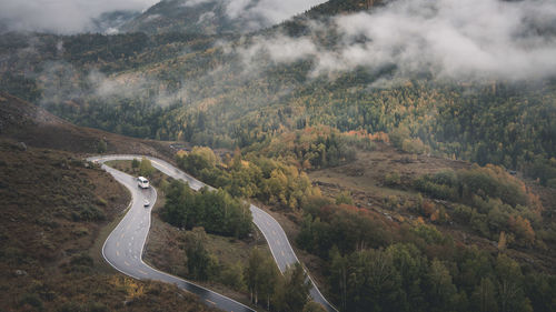 High angle view of mountain road