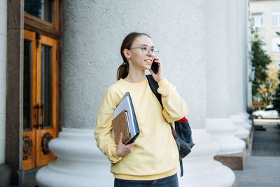 Time management for students, student schedule, college students manage their day. outdoor portrait